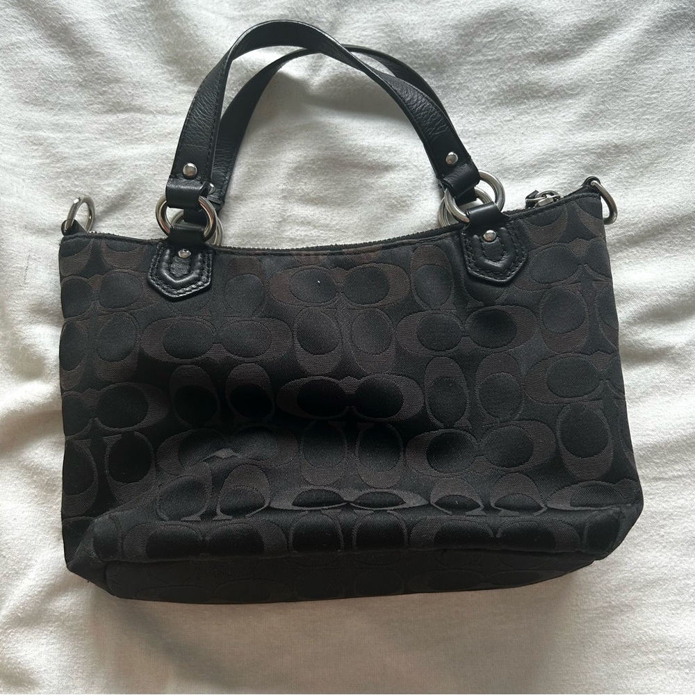 COACH SHOULDER PURSE BLACK BUCKLE WITH REMOVABLE STRAP - Picture 4 of 13